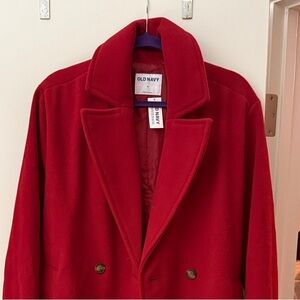 Old Navy Women's Vibrant Red Pea Coat